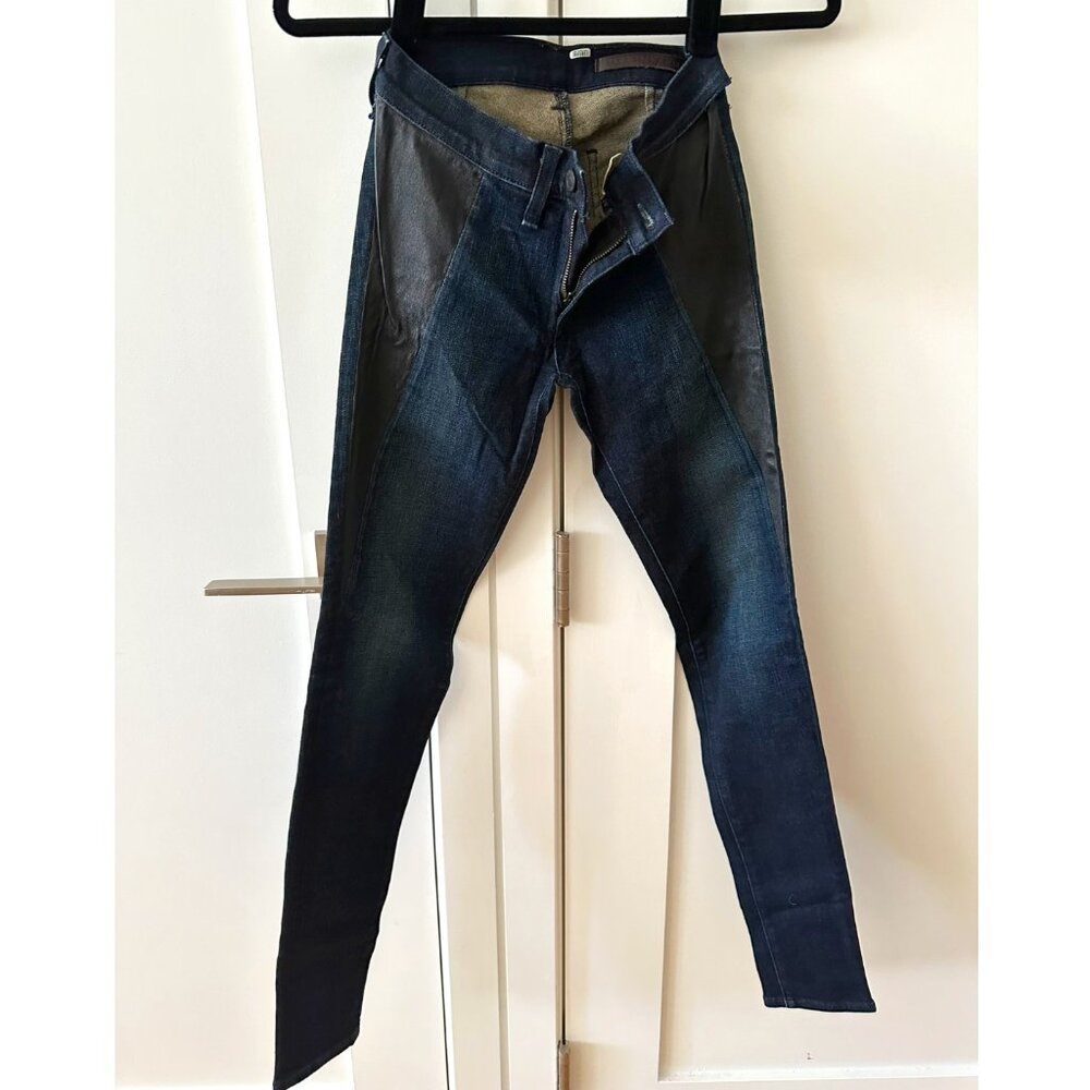 Rag And Bone Plymouth Skinny Jeans With Lamb Leather Panel